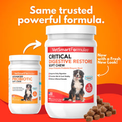 VetSmart Formulas Probiótico y Prebiotico: mezcla digestiva para mejor absorción de nutrientes.