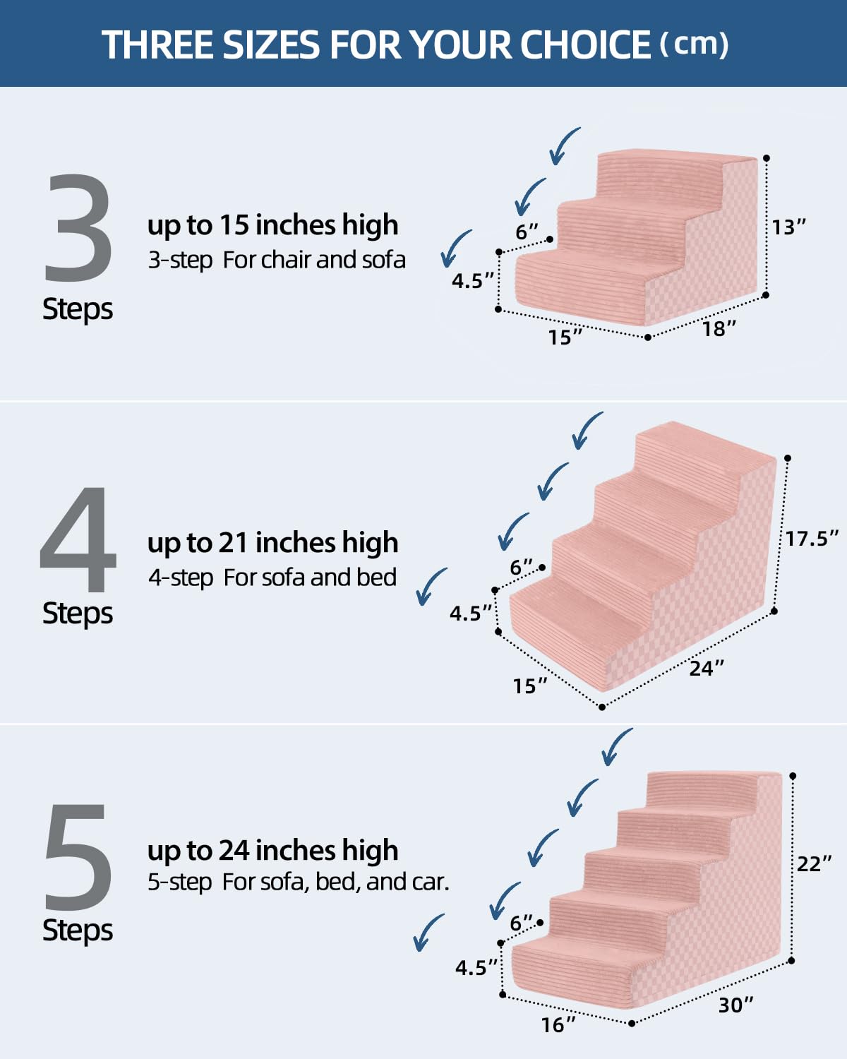 Vfrog escalera rosa, espuma de alta densidad, soporte estable para mascotas.