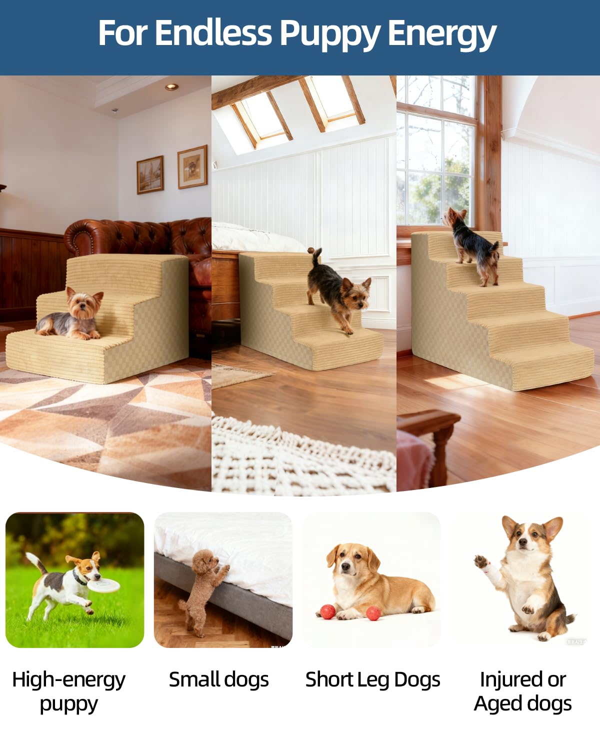 Vfrog base antideslizante de escaleras para perros, ofrece estabilidad
