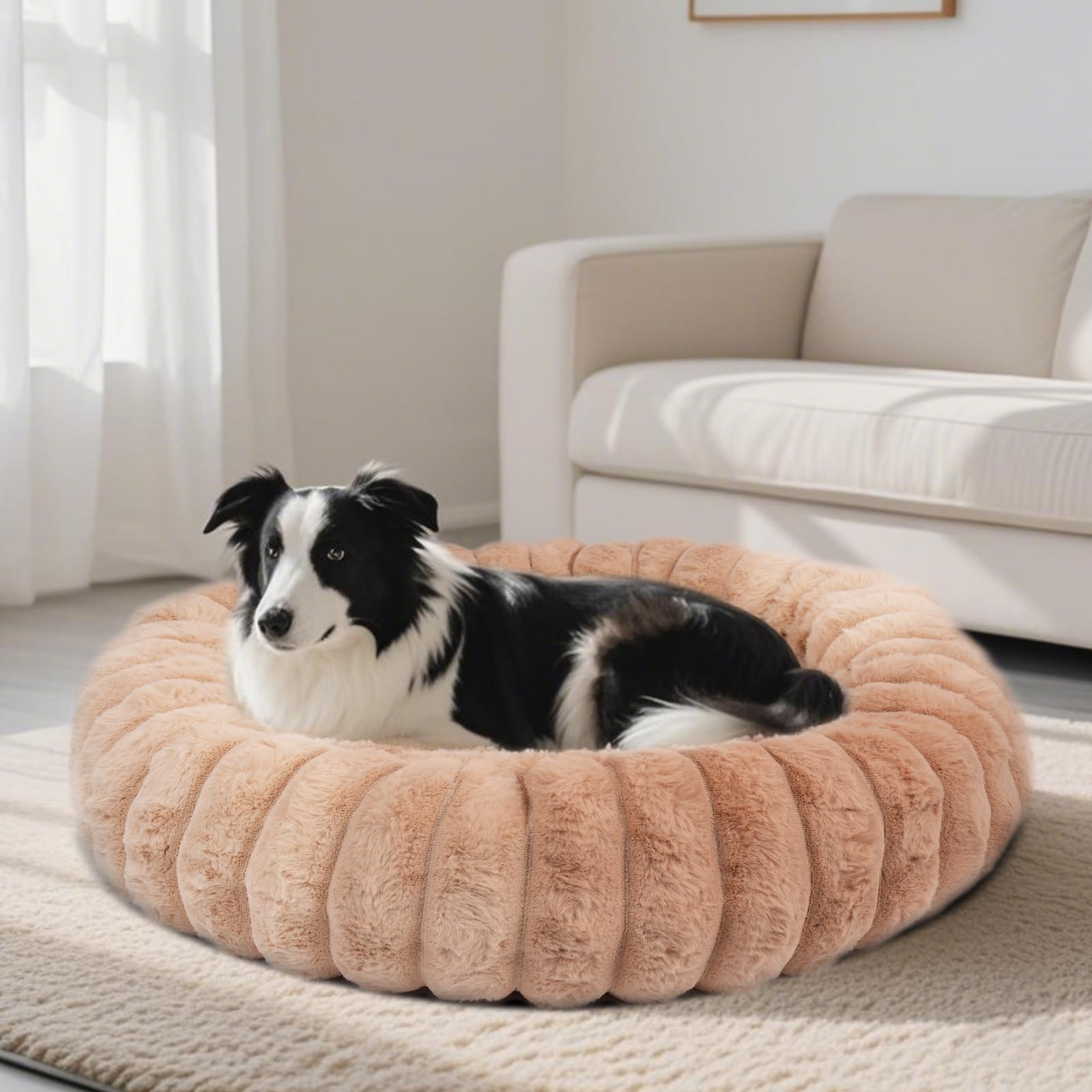 Cama redonda Vhen When para perros y gatos, descanso cómodo y envolvente.