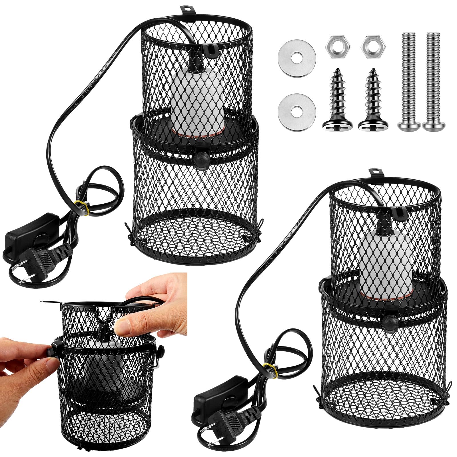 VIHOSE soporte lámpara calor reptil 2p, proporciona calor estable para terrario.