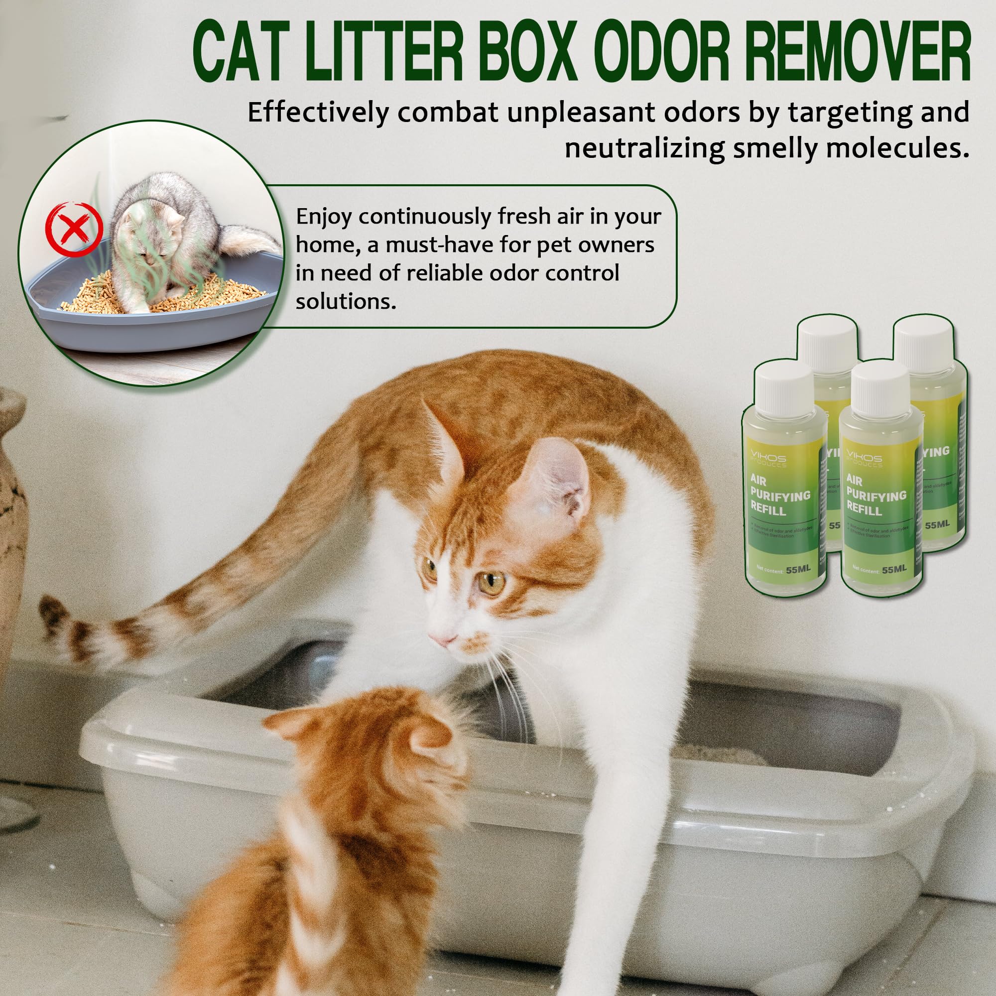 Desodorizante VIKOS para PURA MAX, control de olores en la caja de arena.