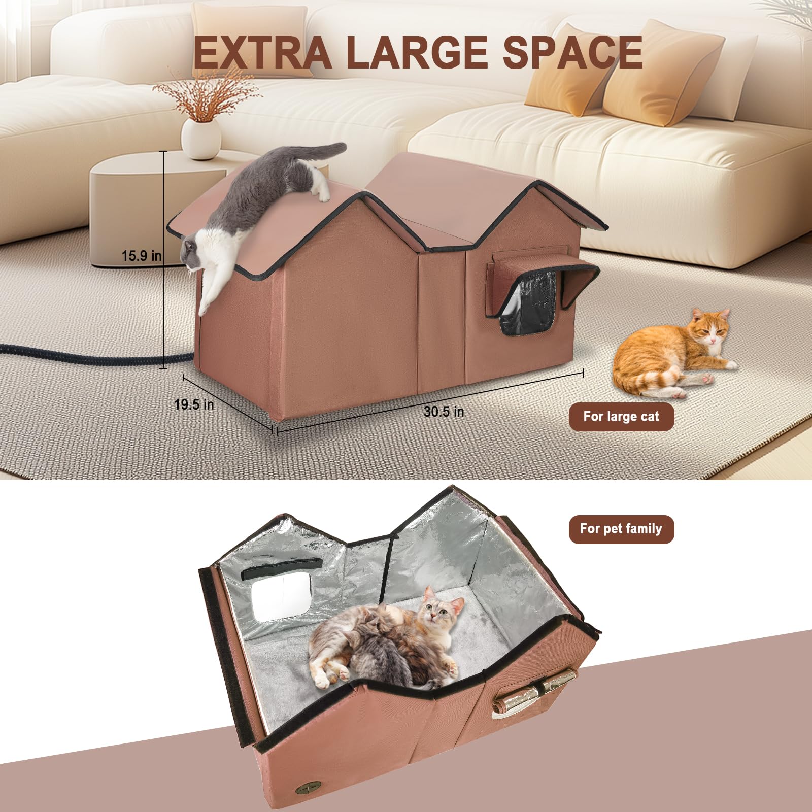 VILRAK base-elevada-5-9-pulgadas-casa-gato-xl: mantiene seco el interior.