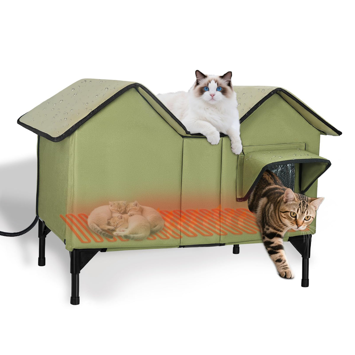 Vilrak casa-gato-caliente-exterior-grande: refugio cálido para felinos al aire libre.