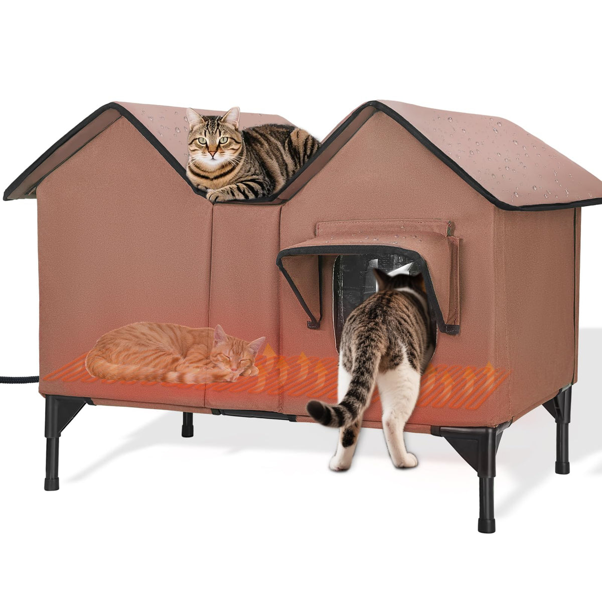 VILRAK casa-gato-exterior-caliente-xl: refugio cálido para gatos en clima frío.