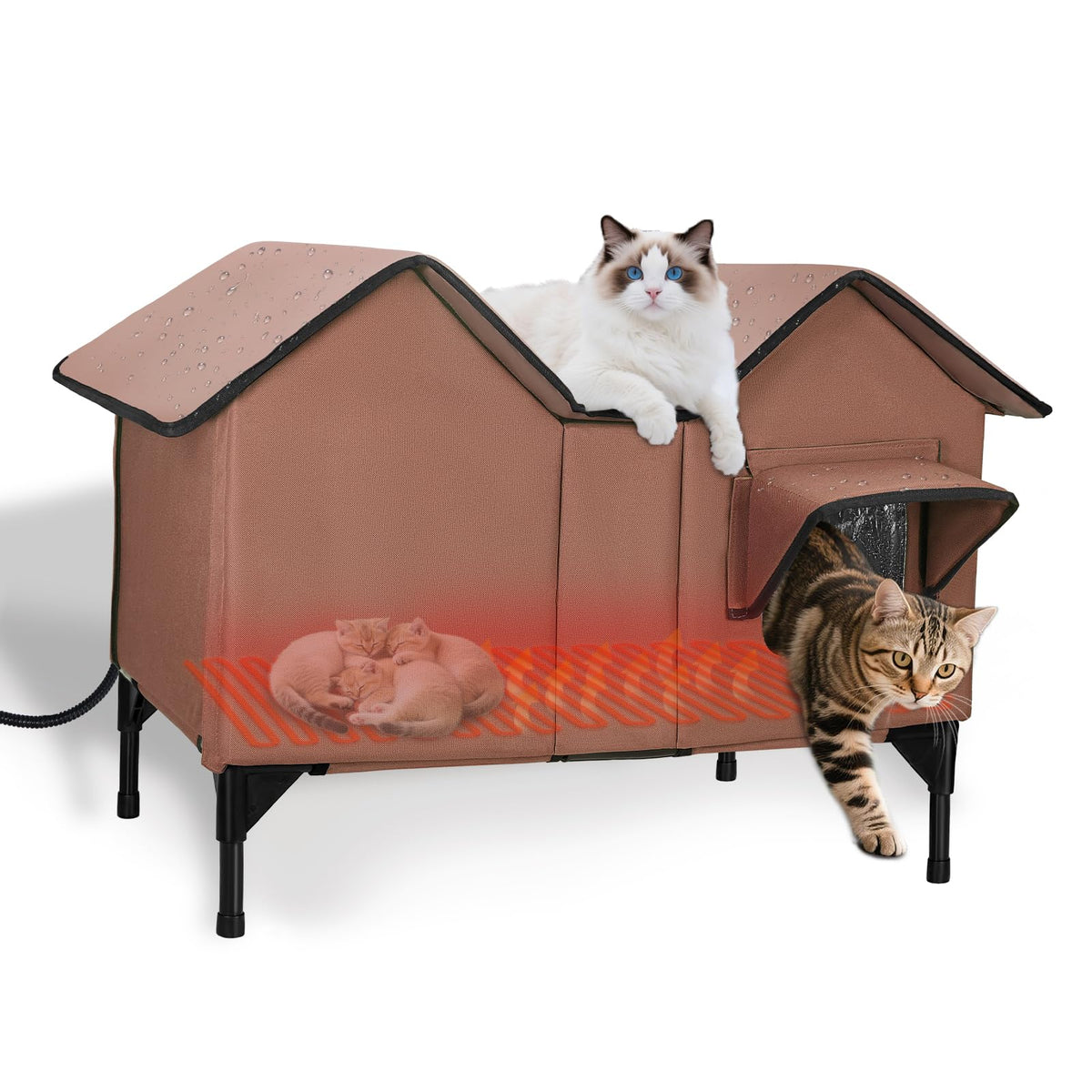 VILRAK casa-gatos-exterior-caliente refugio cálido para felinos al aire libre