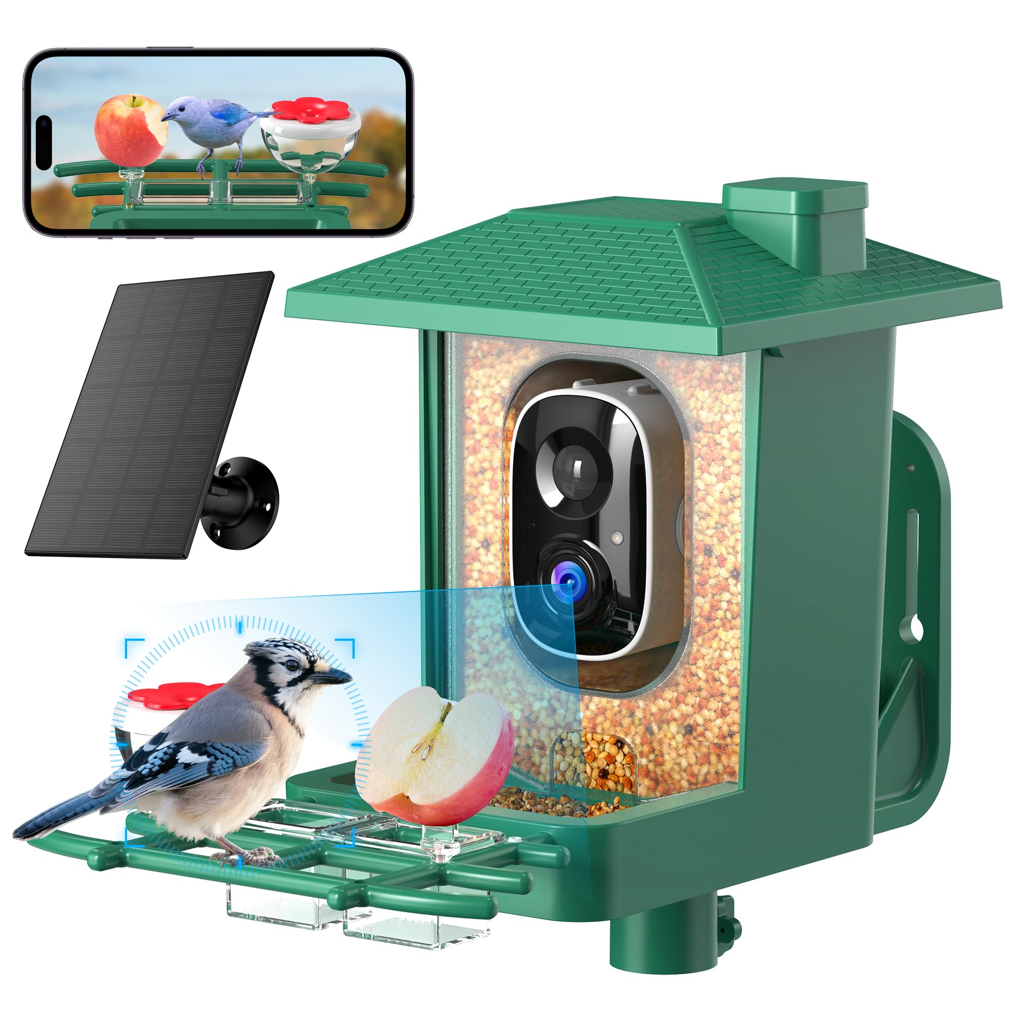 VIMKIM alimentador de aves con cámara 2K para observación clara día y noche.