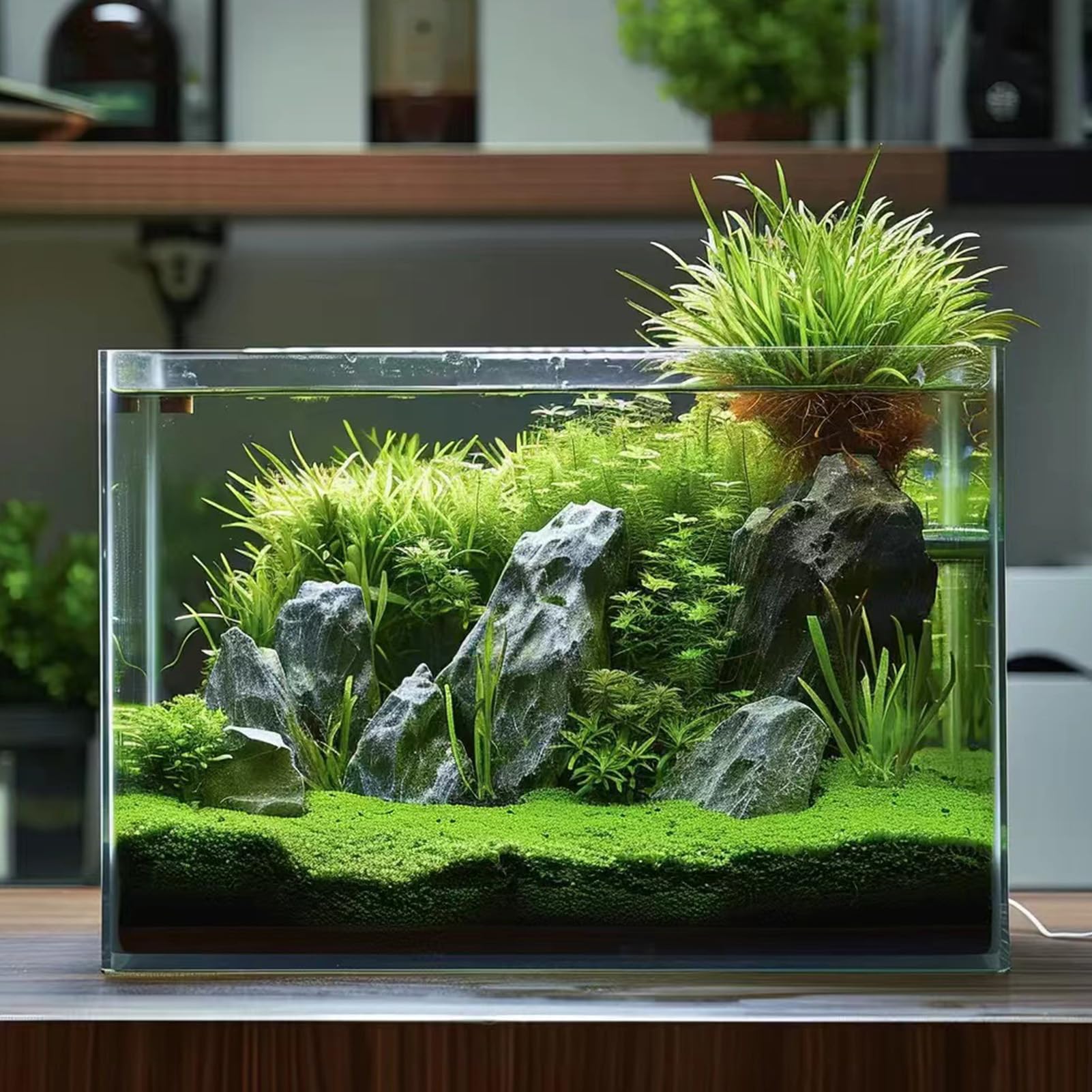 Vimvins acuario tres galones tamaño 31x15x25cm para limpieza fácil y mantenimiento sencillo.