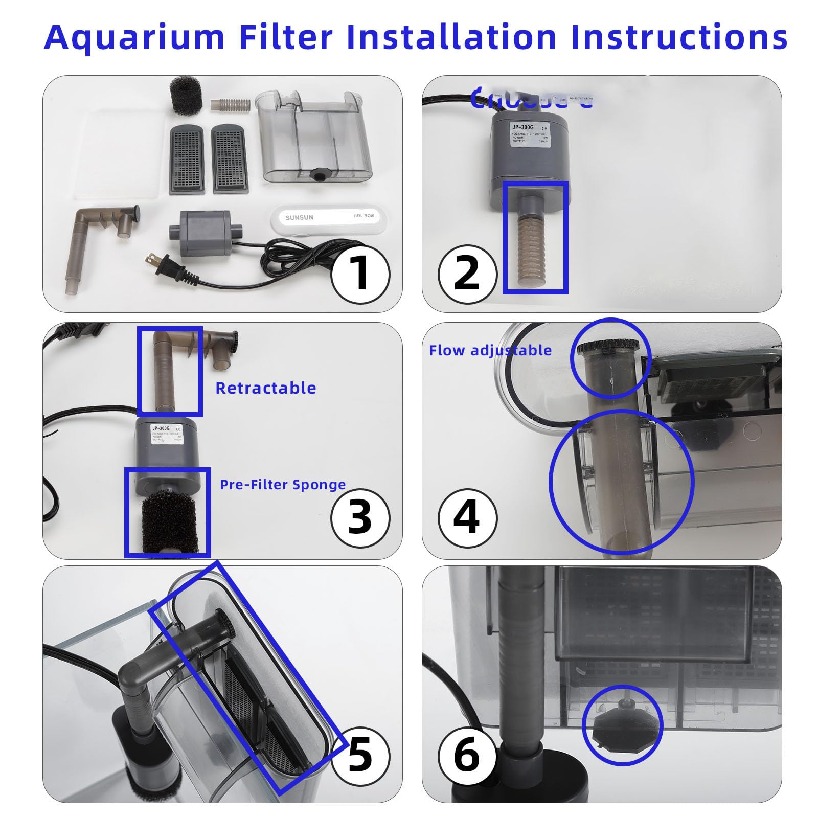 Vimvins filtro acuario HOB 303 ideal para acuarios de 5–10 galones.