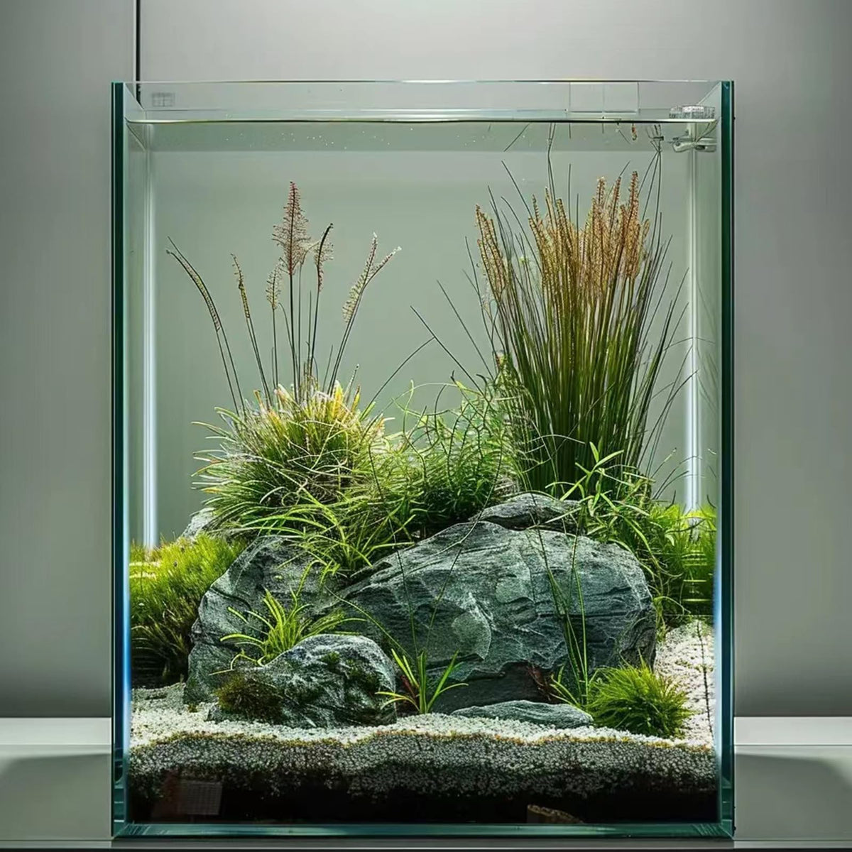 Pecera Vimvins, vidrio ultra blanco, mayor claridad visual para acuario decorativo.