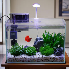 Iluminacion LED Vimvins ajustable realza colores de peces y plantas.