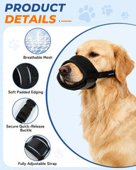 Bozal VINCHINI con malla respirable, ideal para perros activos durante caminatas largas.