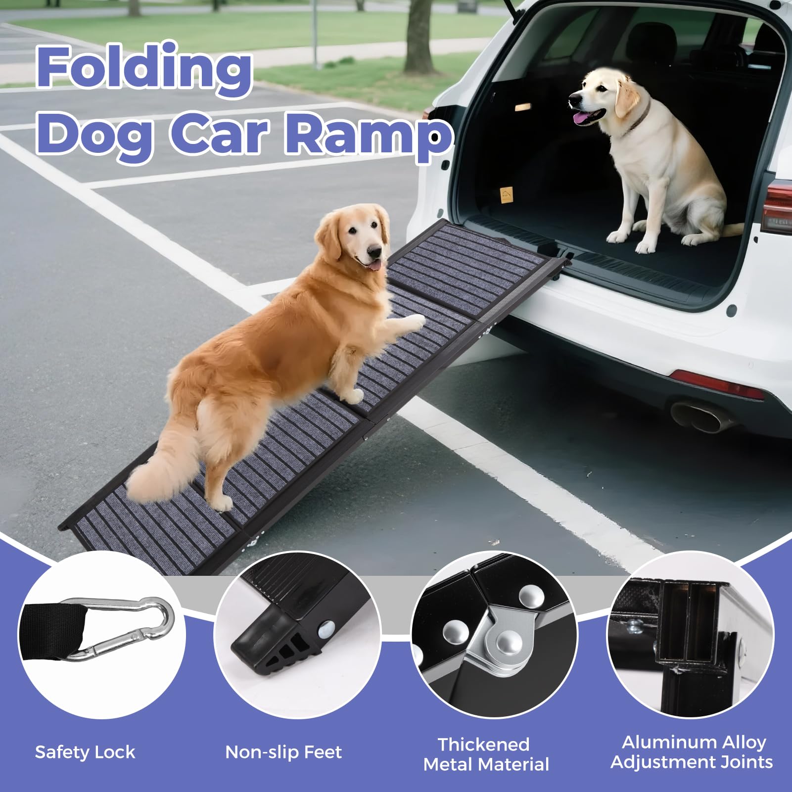 Rampa VINGVO de 63 pulgadas, extensión suave para perros mayores.