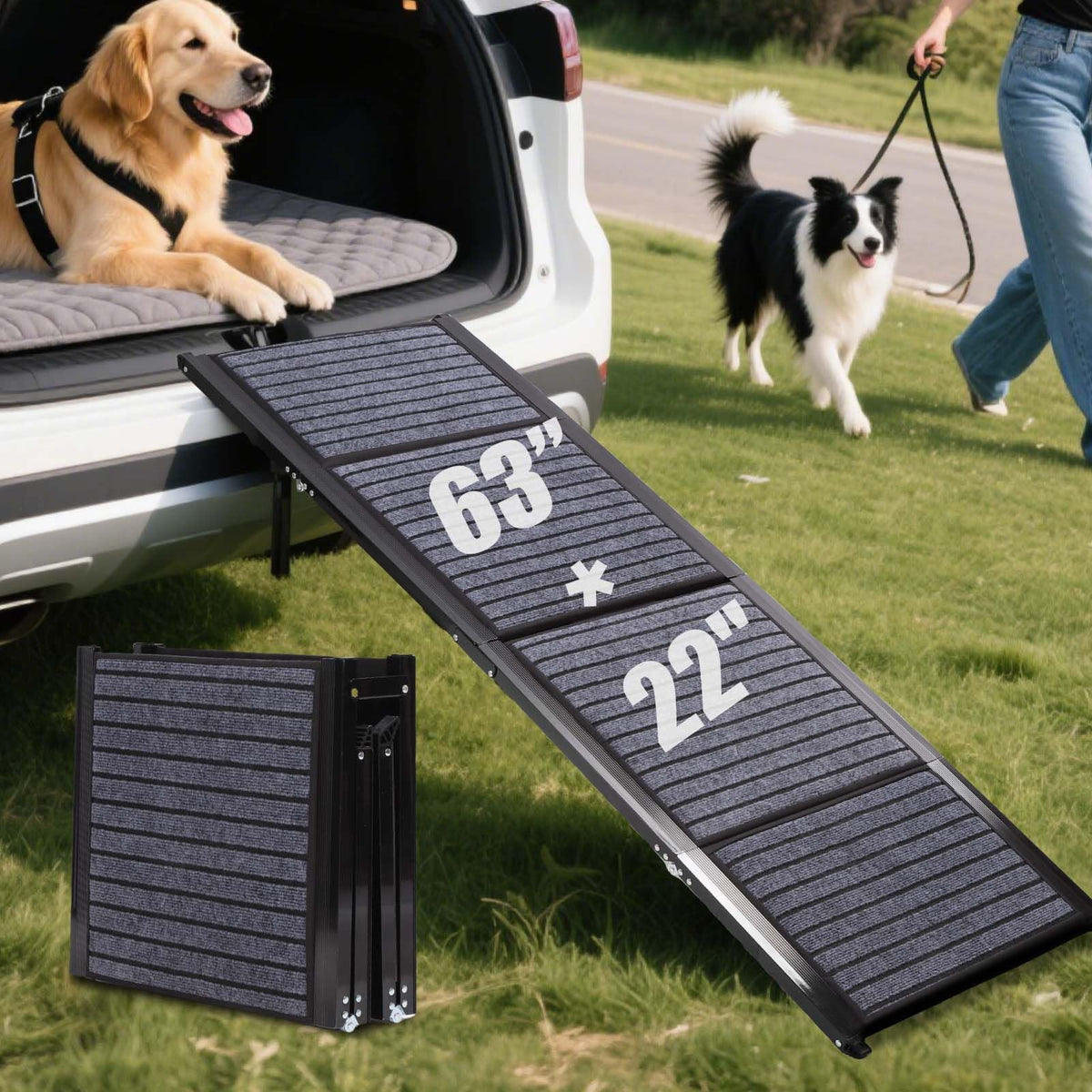 Rampa para perros VINGVO para coche, sube con seguridad a vehículos.