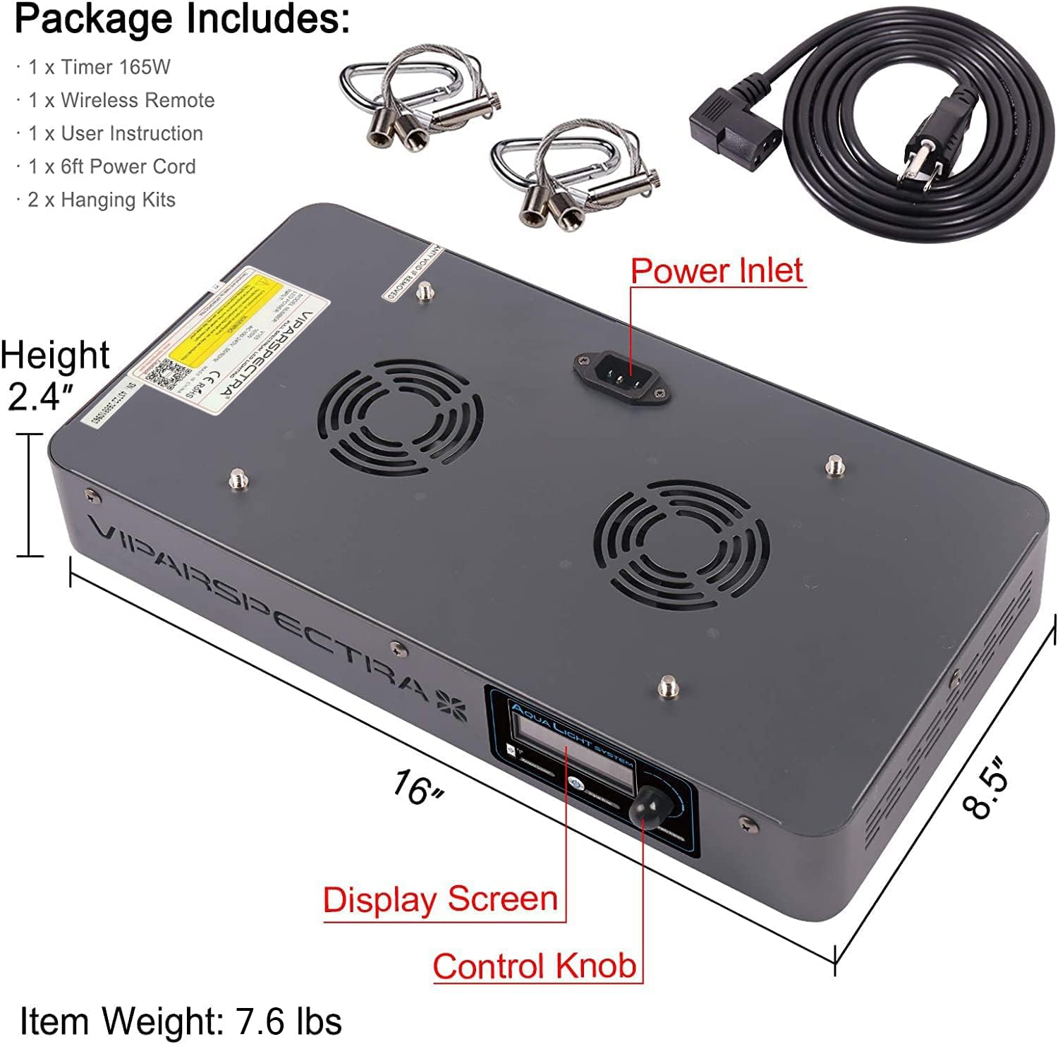 VIPARSPECTRA 165W LED, favorece corales fotosintéticos y coloración vibrante