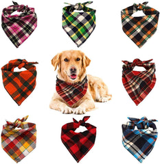 VIPITH bandana para perro, triángulo de cuadros rosa: perfecto para paseos diarios y estilo
