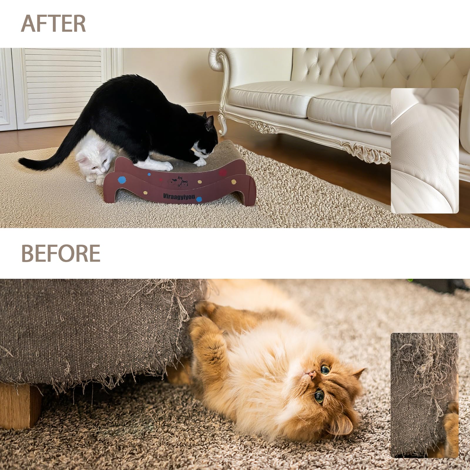 Viraagyiyou rasca-gato tamaño compacto para espacios pequeños.