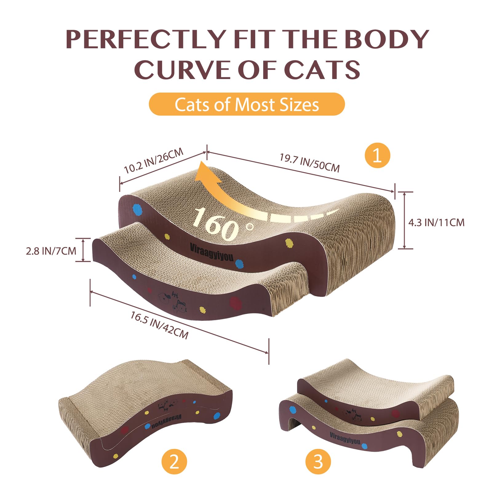 VIRAAGYIYOU rascador horizontal para gatos, amplio para estirar y rascar.