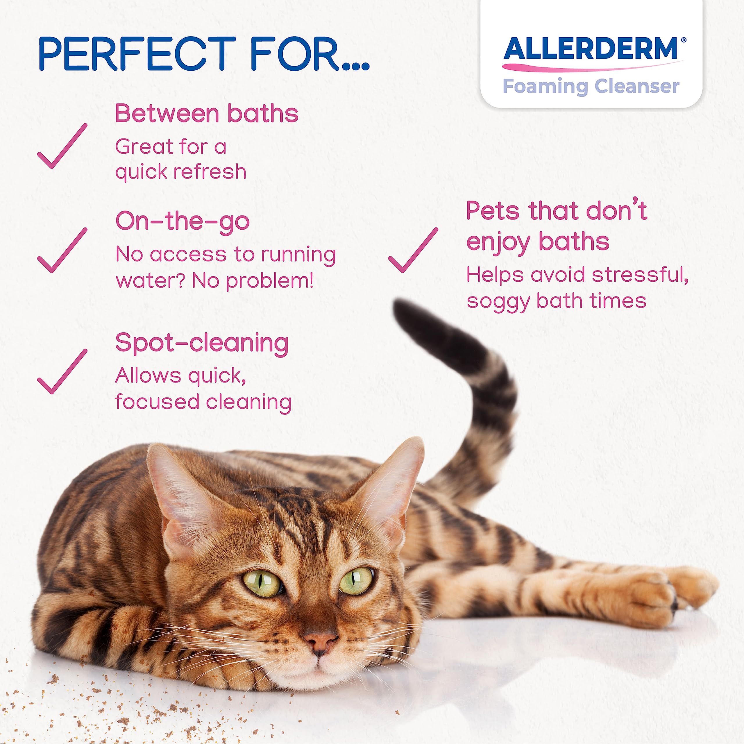 Allerderm neutraliza olores, dejando pelaje fresco.