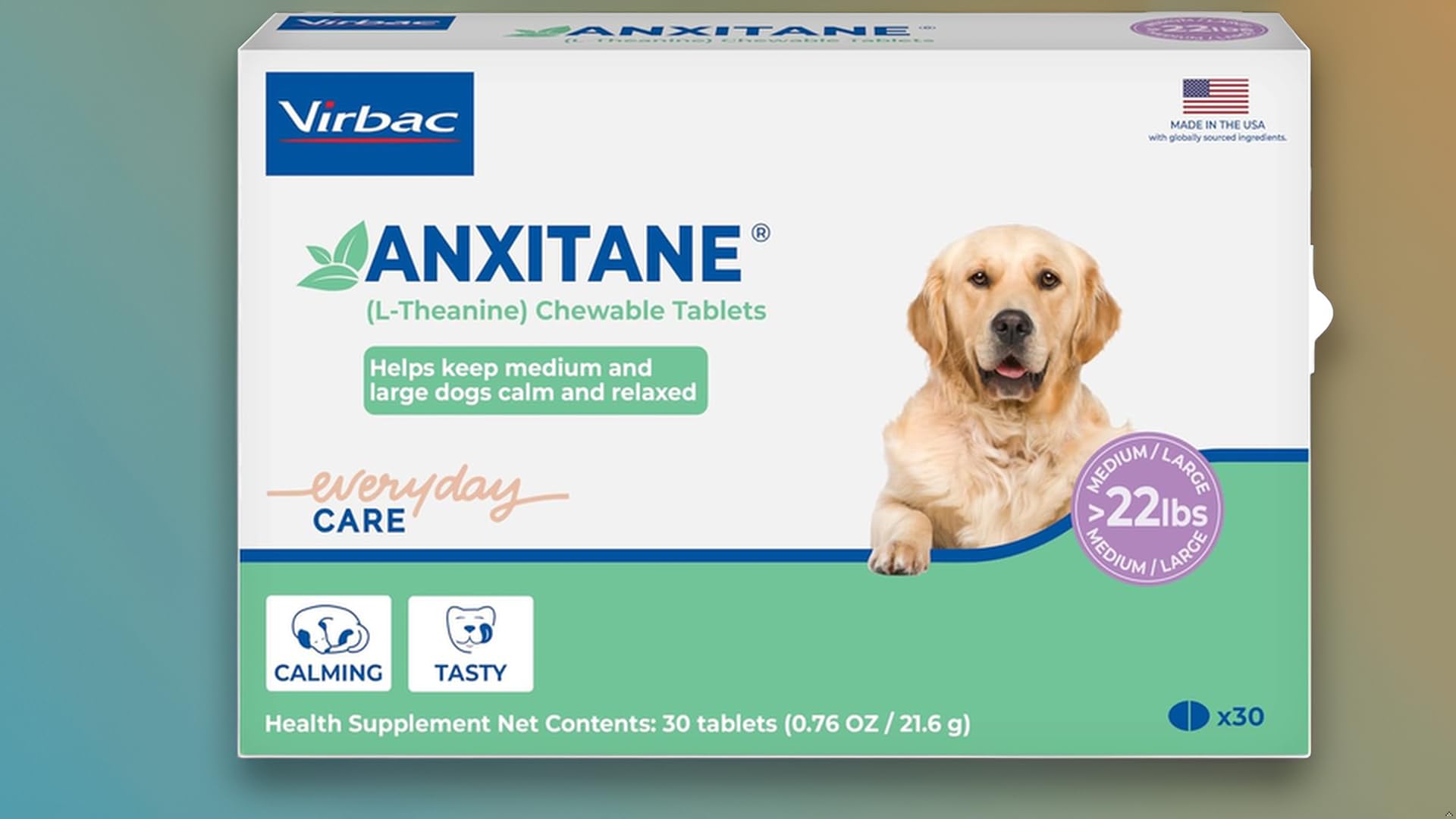 Etiqueta y ingrediente L-teanina Suntheanine en Virbac ANXITANE