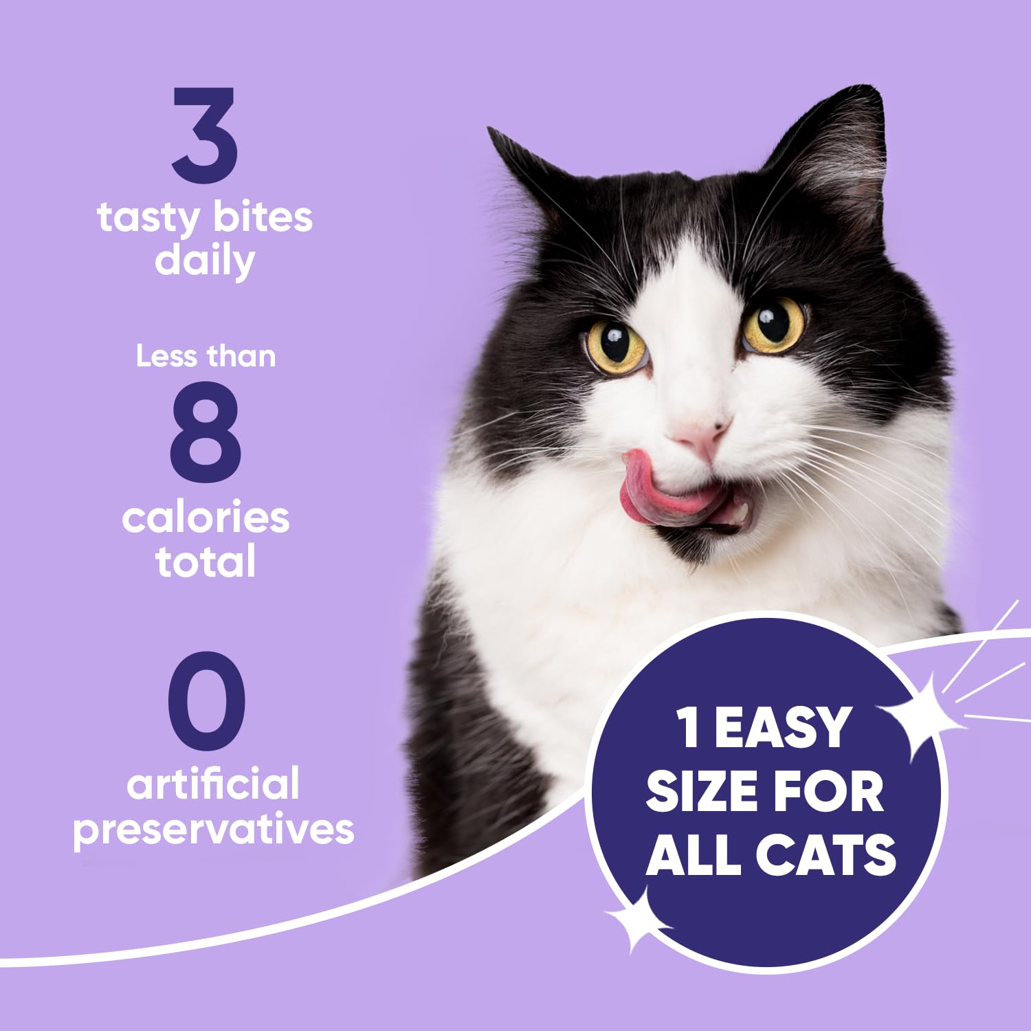 Uso diario recomendado para apoyar la higiene bucal de tu gato.
