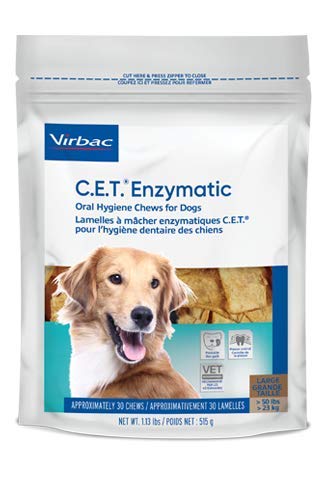 Virbac C.E.T. masticables enzimáticos para perros grandes, empaque de 30 piezas, apoyo a la higiene bucal