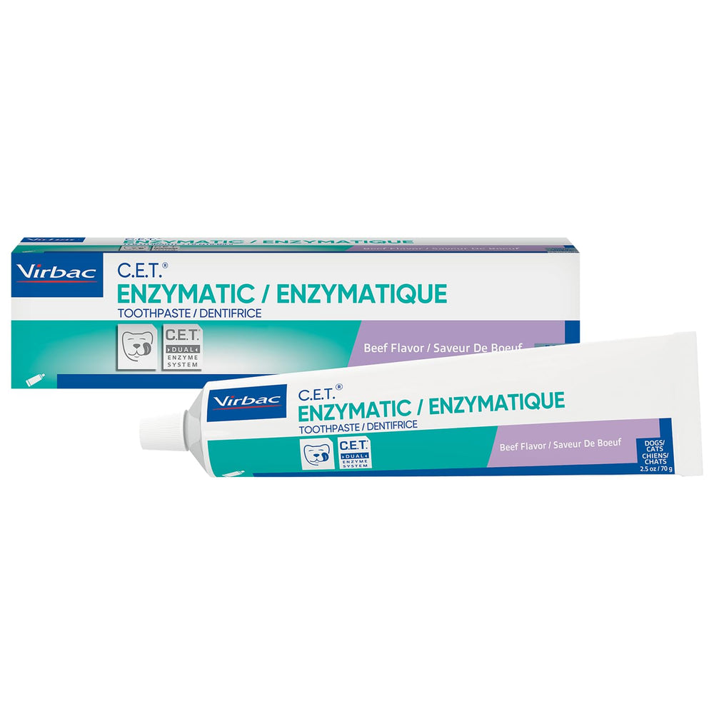 Pasta dental Virbac CET enzimática con sabor a carne de res en tubo 2,5 oz