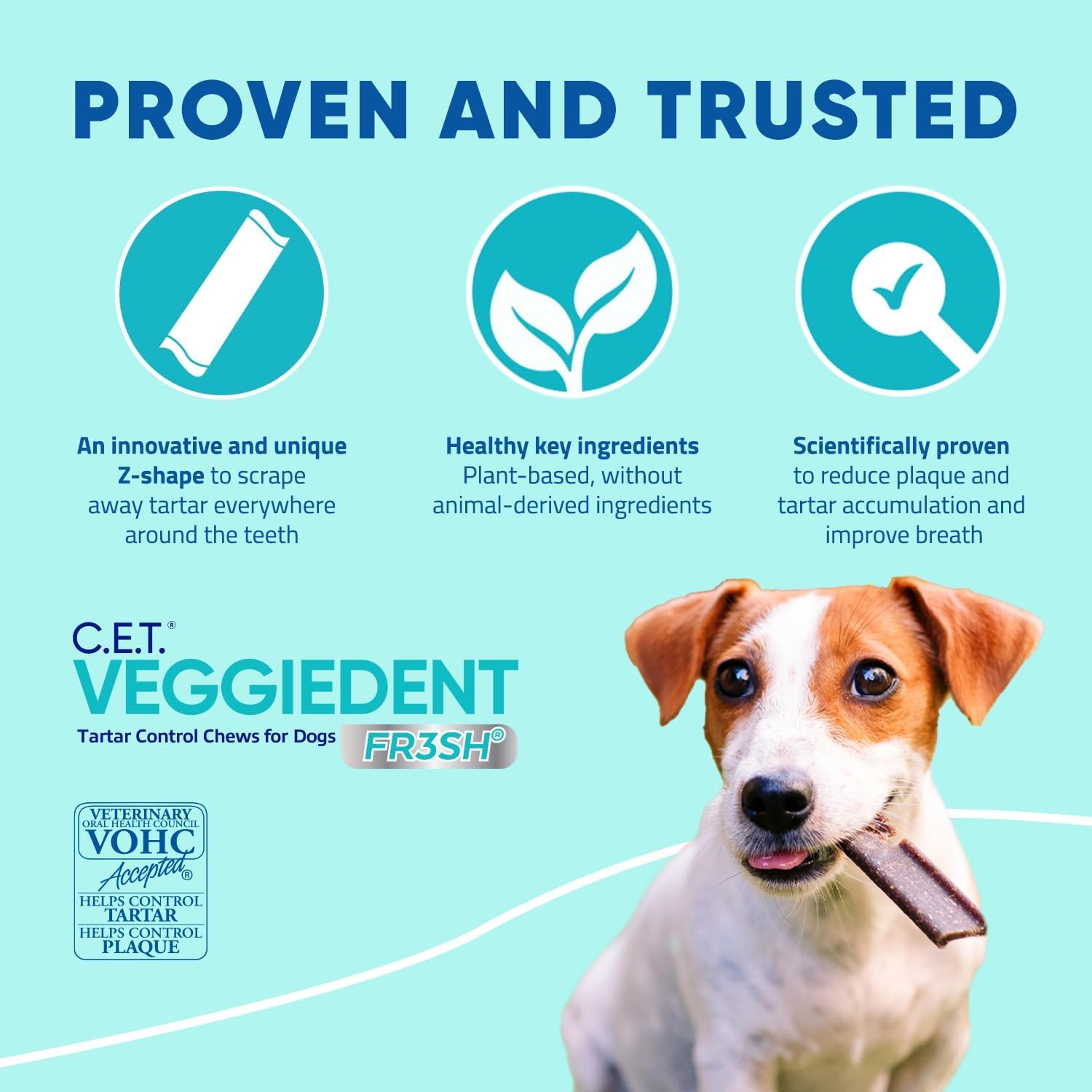 Virbac Veggiedent FR3SH sin gluten y sin ingredientes artificiales.