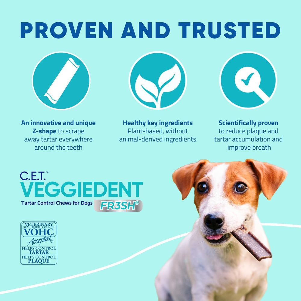 Virbac Veggiedent FR3SH sin gluten y sin ingredientes artificiales.