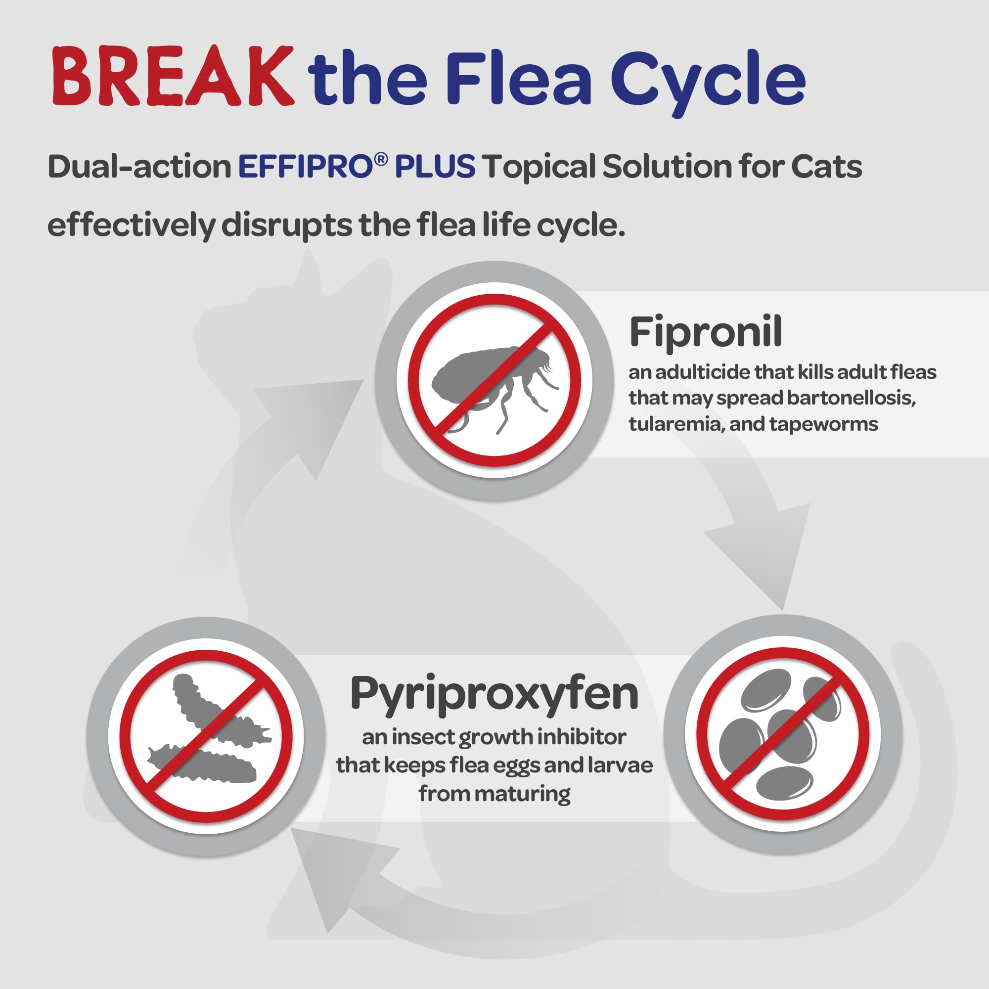 Virbac Effipro Plus, contiene pyriproxyfen para prevención de infestaciones.
