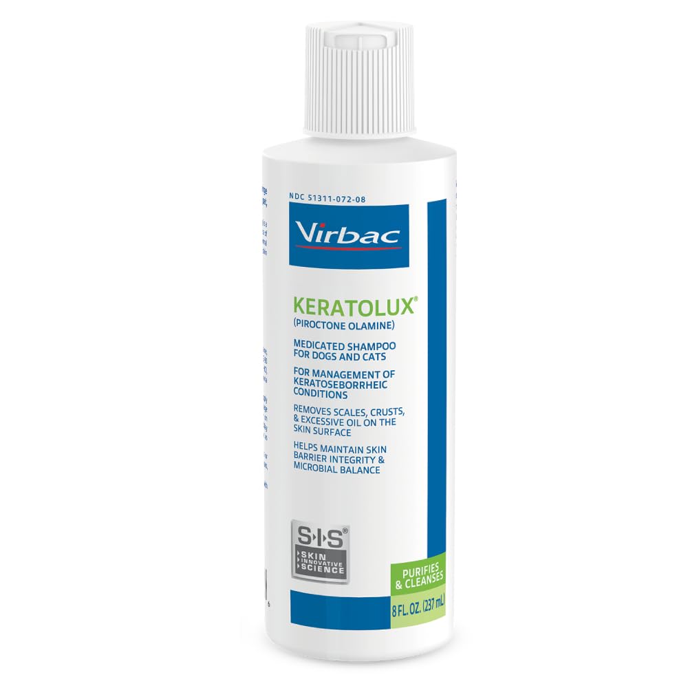 Virbac Keratolux champú medicado en botella de 8 oz para uso suave