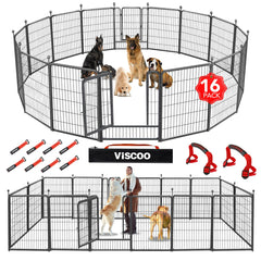 VISCOO cerca para perros exterior de 16 paneles ofrece seguridad y amplio espacio de juego.