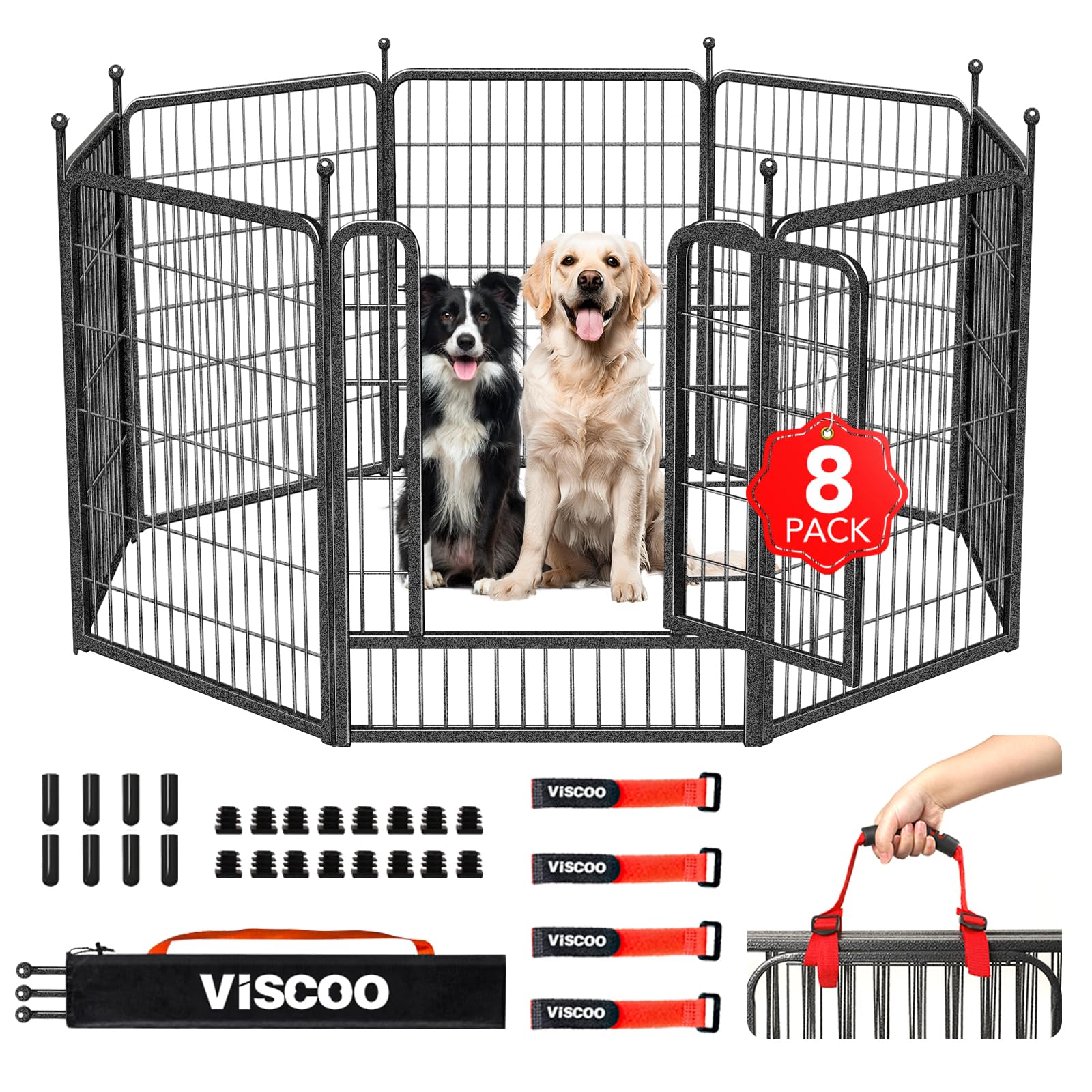 VISCOO cerca para perros exterior con 8 paneles.