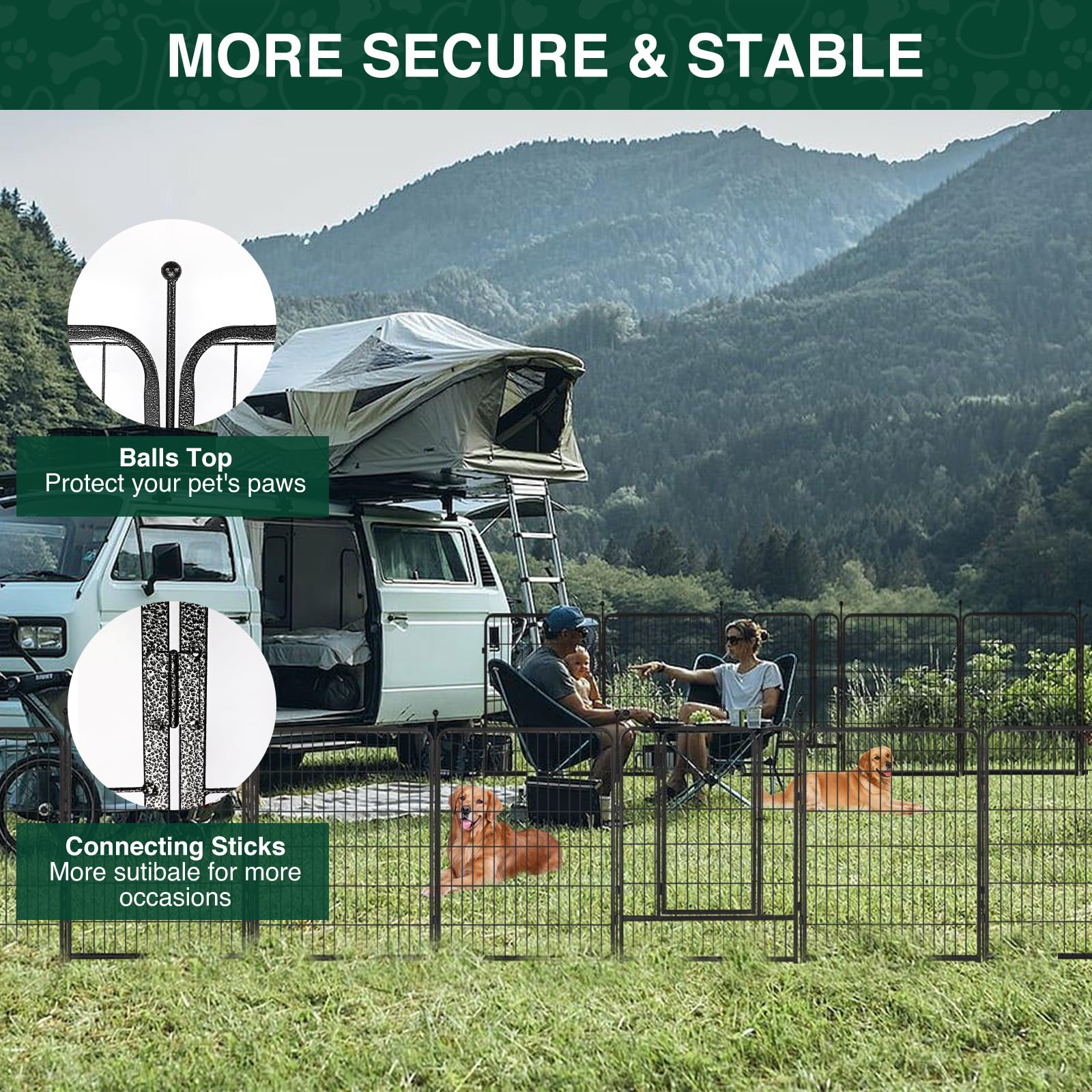 VISCOO cerca perros portátil ideal para acampar y para actividades al aire libre.