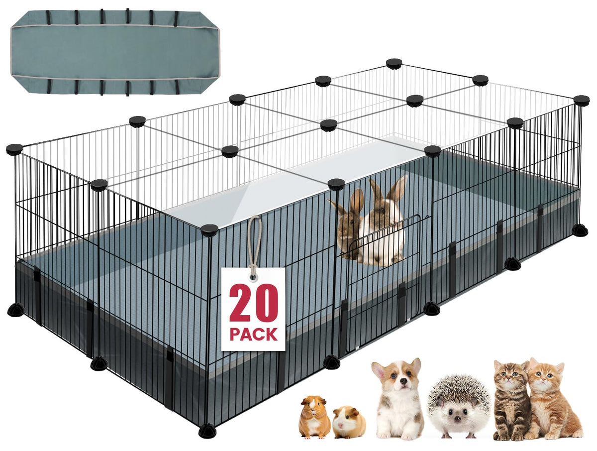 VISCOO corral de mascotas con 20 paneles, estructura sólida para roedores y conejos.
