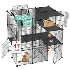 Jaula Viscoo para gatos de 3 niveles, ideal para juego y descanso.