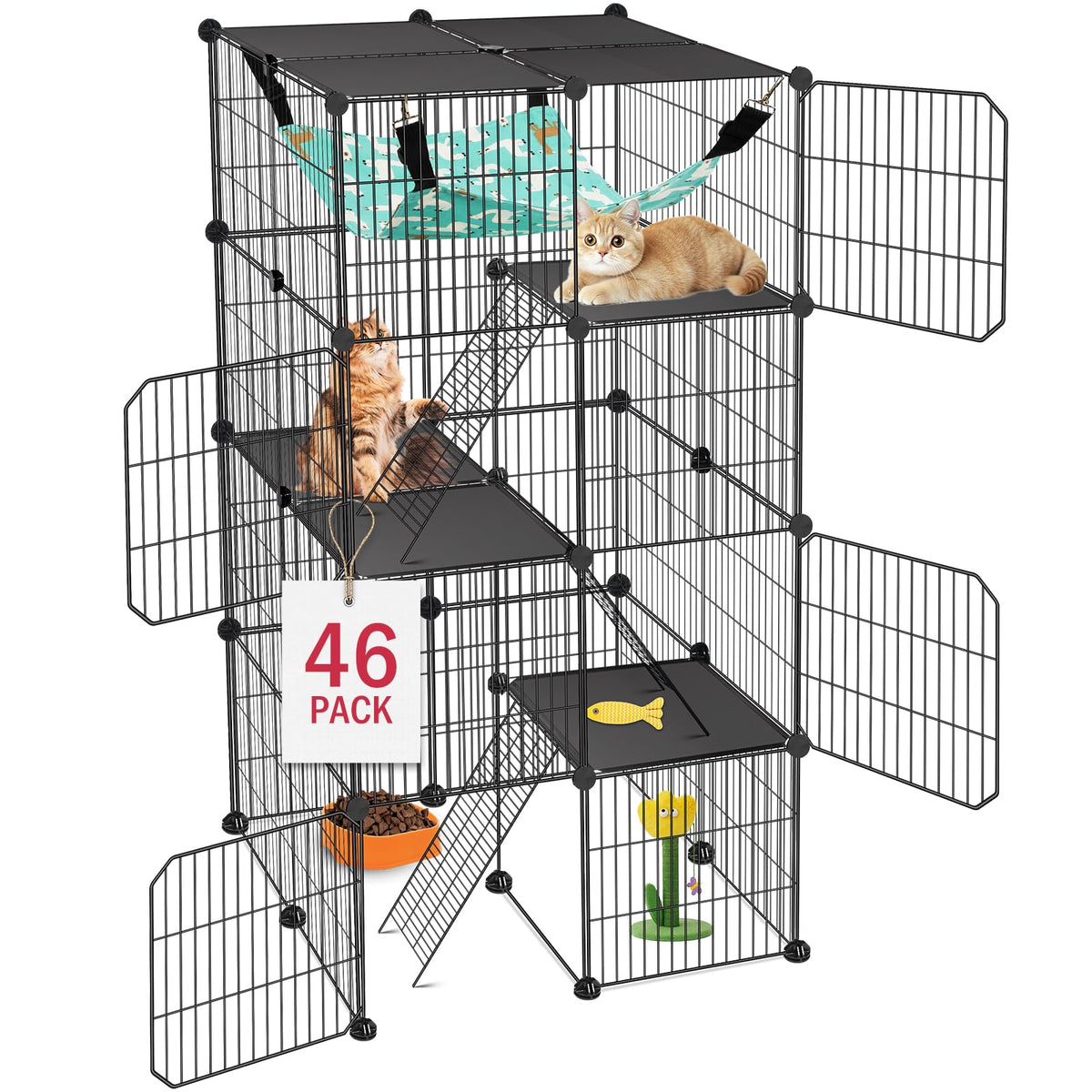 VISCOO jaula para gatos 4 niveles: amplio espacio para jugar y descansar.