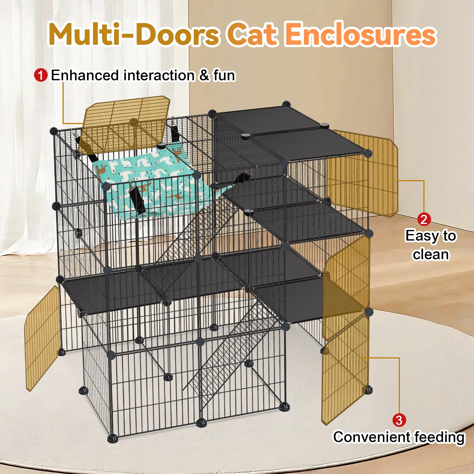 Dimensiones 36x24x36 de Viscoo, espacio amplio para 1-3 gatos.