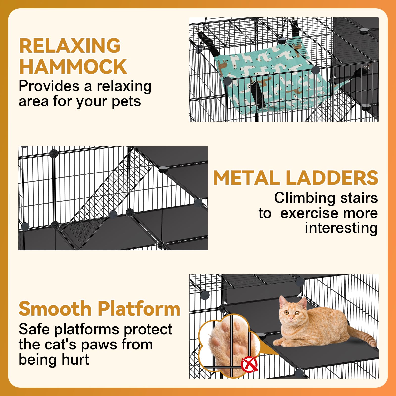 Plataformas con rampa Viscoo para exploración segura de los felinos.