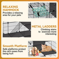 Plataformas con rampa Viscoo para exploración segura de los felinos.