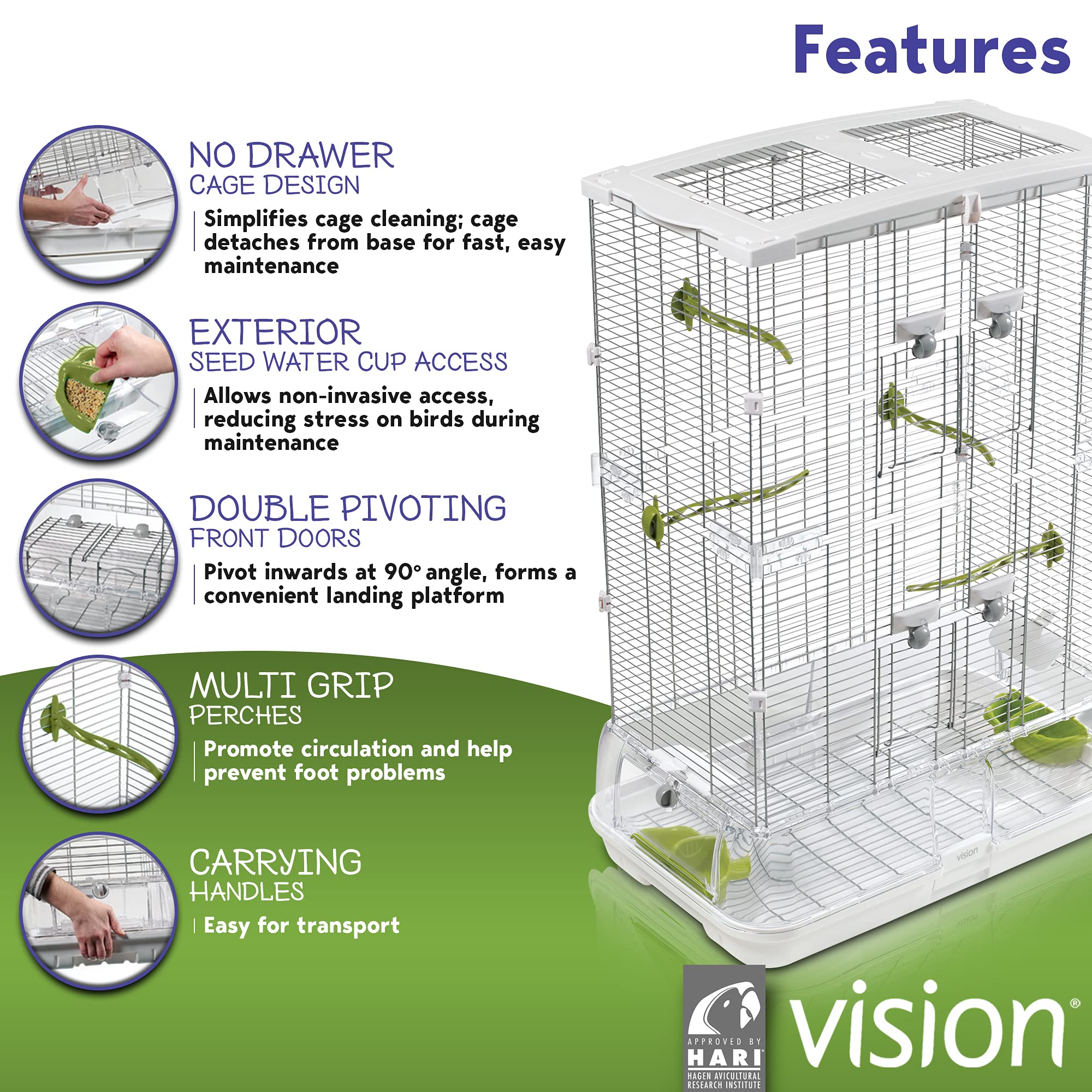 Vision M02 defensa-residuos-base-profunda, mantiene desechos dentro y facilita limpieza