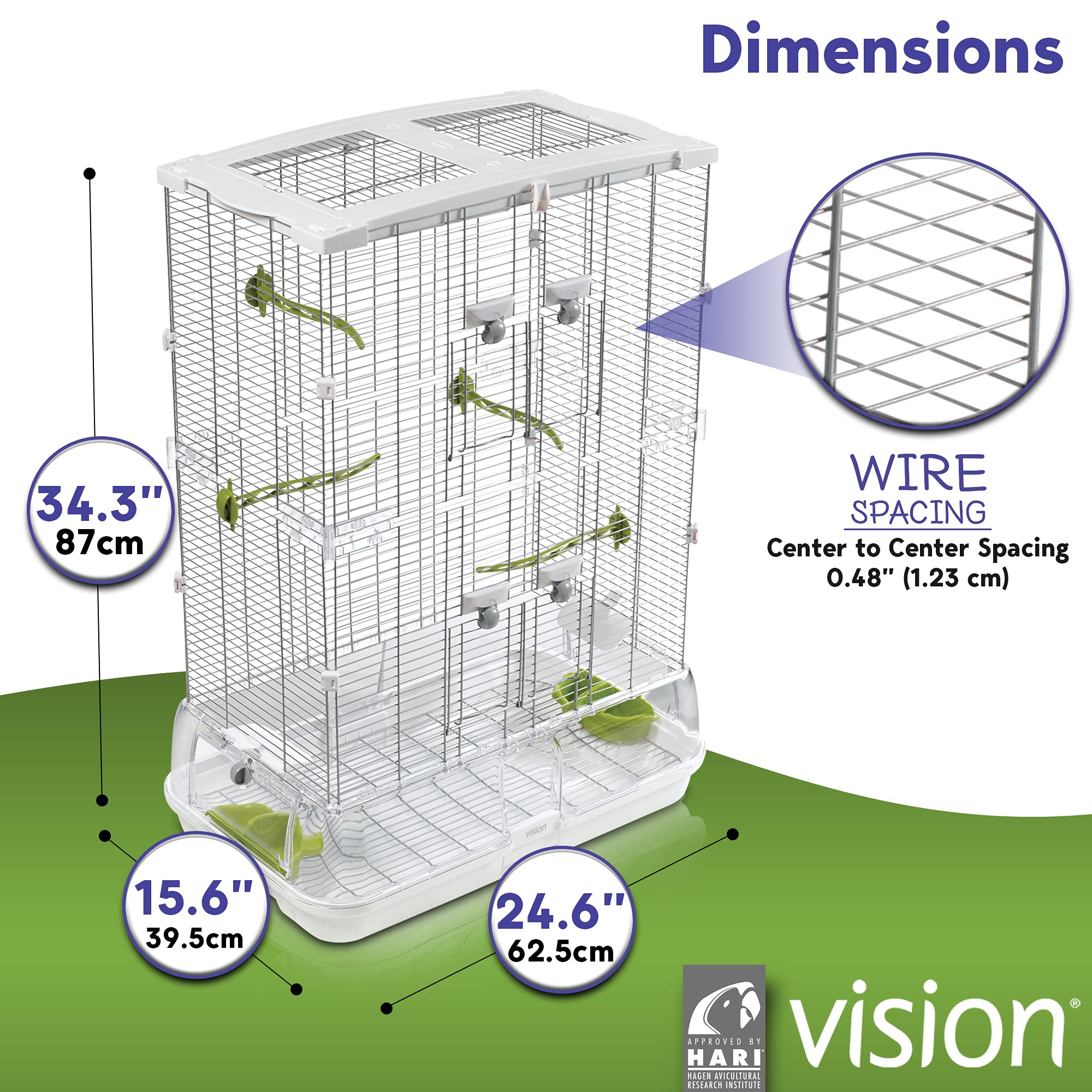 Vision M02 perchas multi-agarre promueven circulación y comodidad para las patas