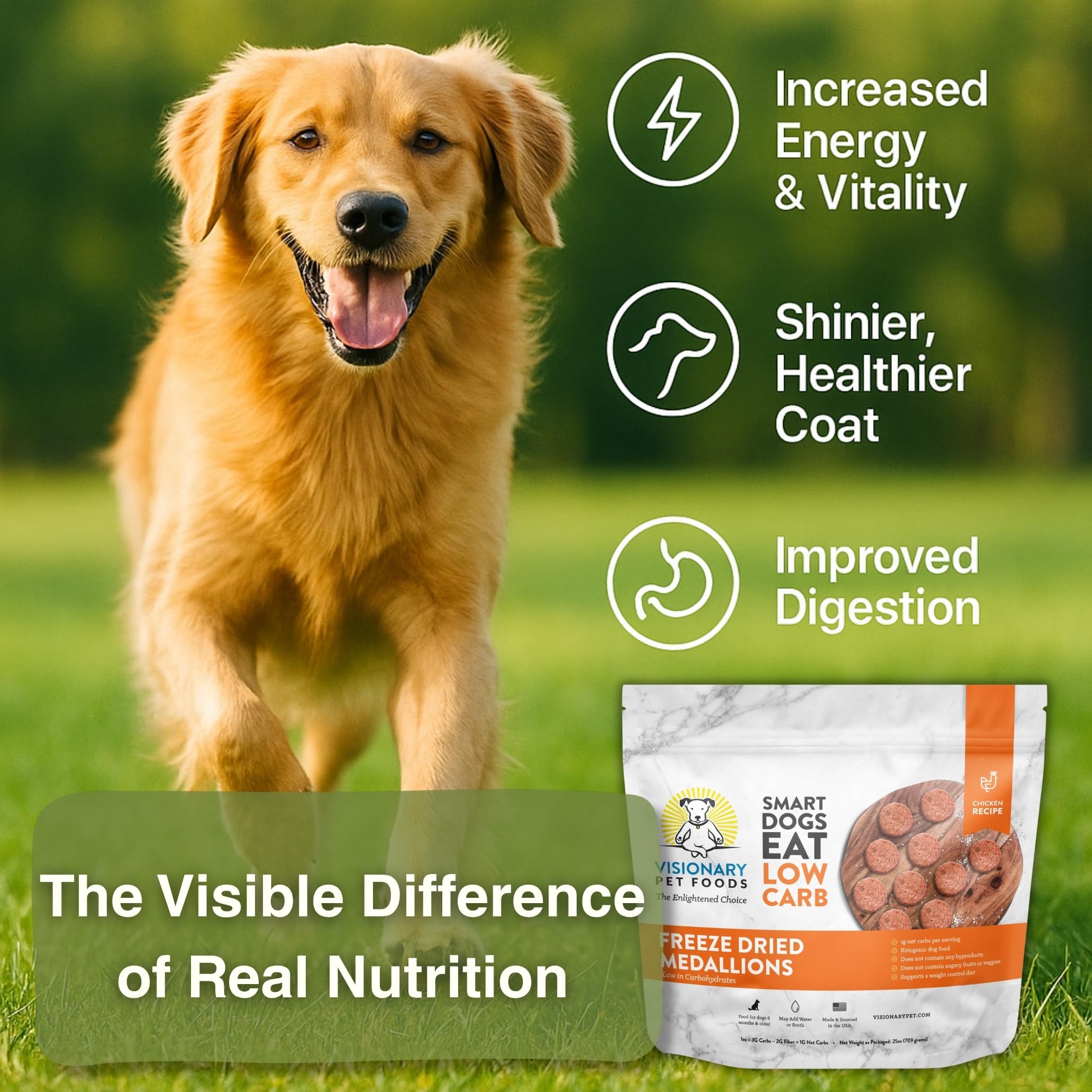 Visionary Pet Foods, opción apta para diabéticos con pollo real.