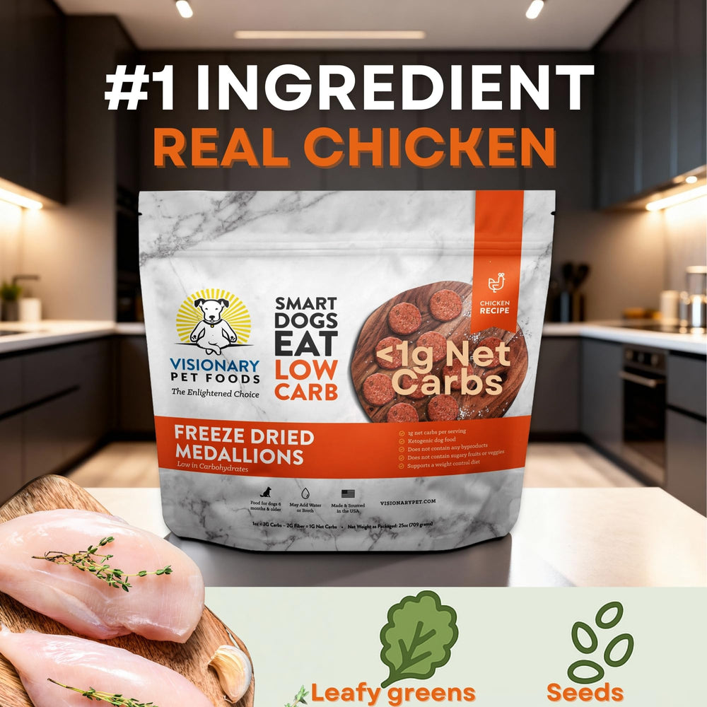 Visionary Pet Foods, comida seca baja en carbohidratos para perros.