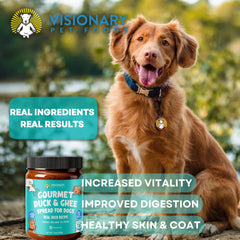 Visionary Pet Foods cuchara muestra uso como topper nutritivo para cada comida.