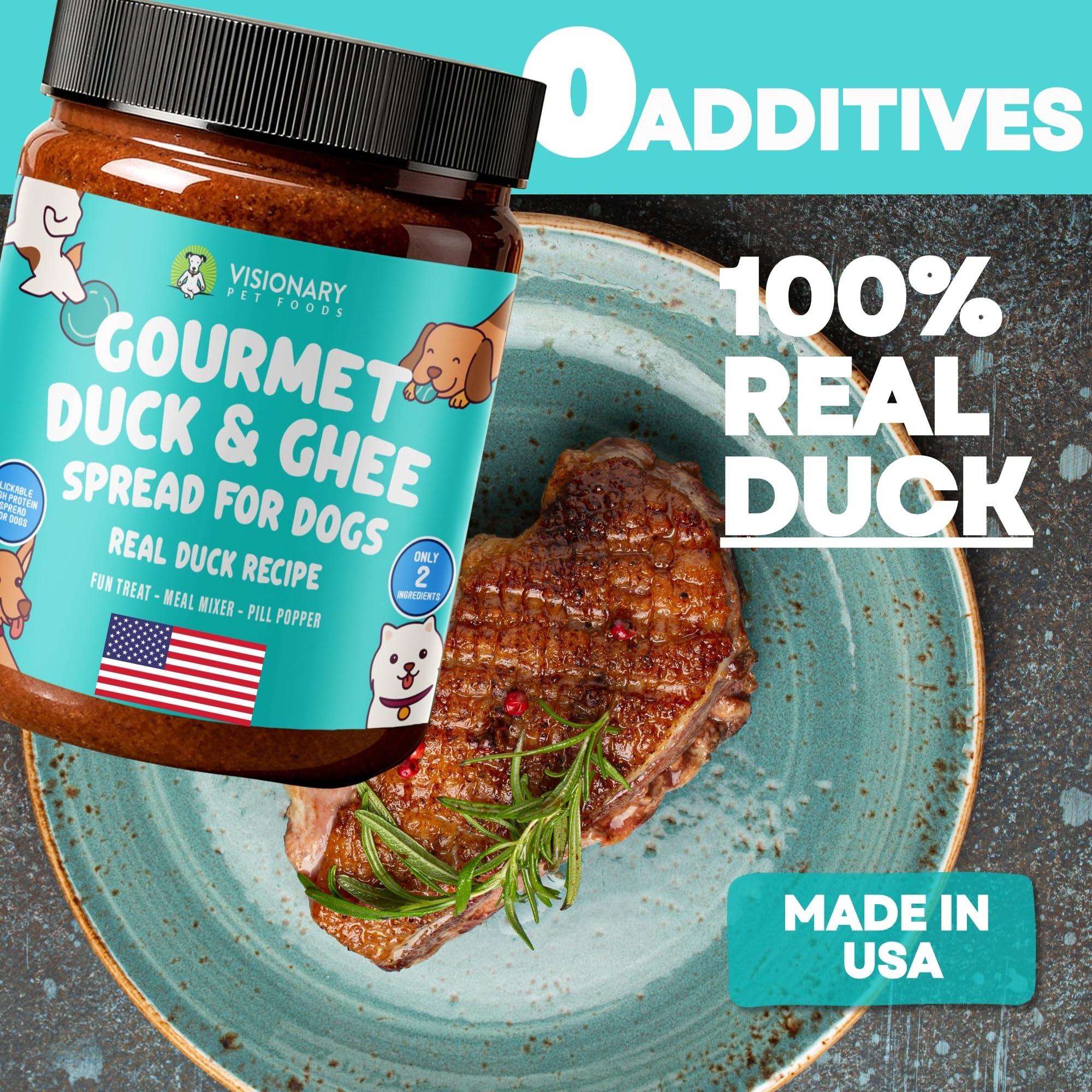 Visionary Pet Foods relleno para juguete masticable con sabor a pato.