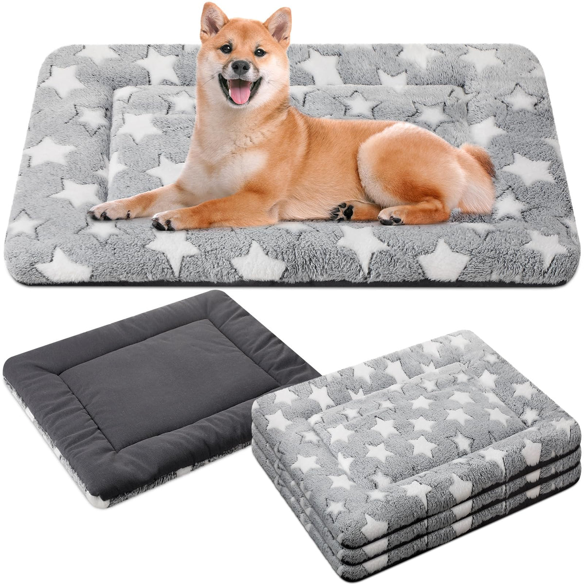 VitalCozy almohadilla jaula perro doble cara gris para mayor confort diario