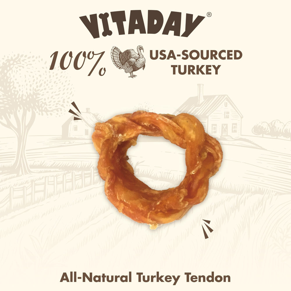 VITADAY tendones de pavo para perros, textura fibrosa que promueve masticación saludable
