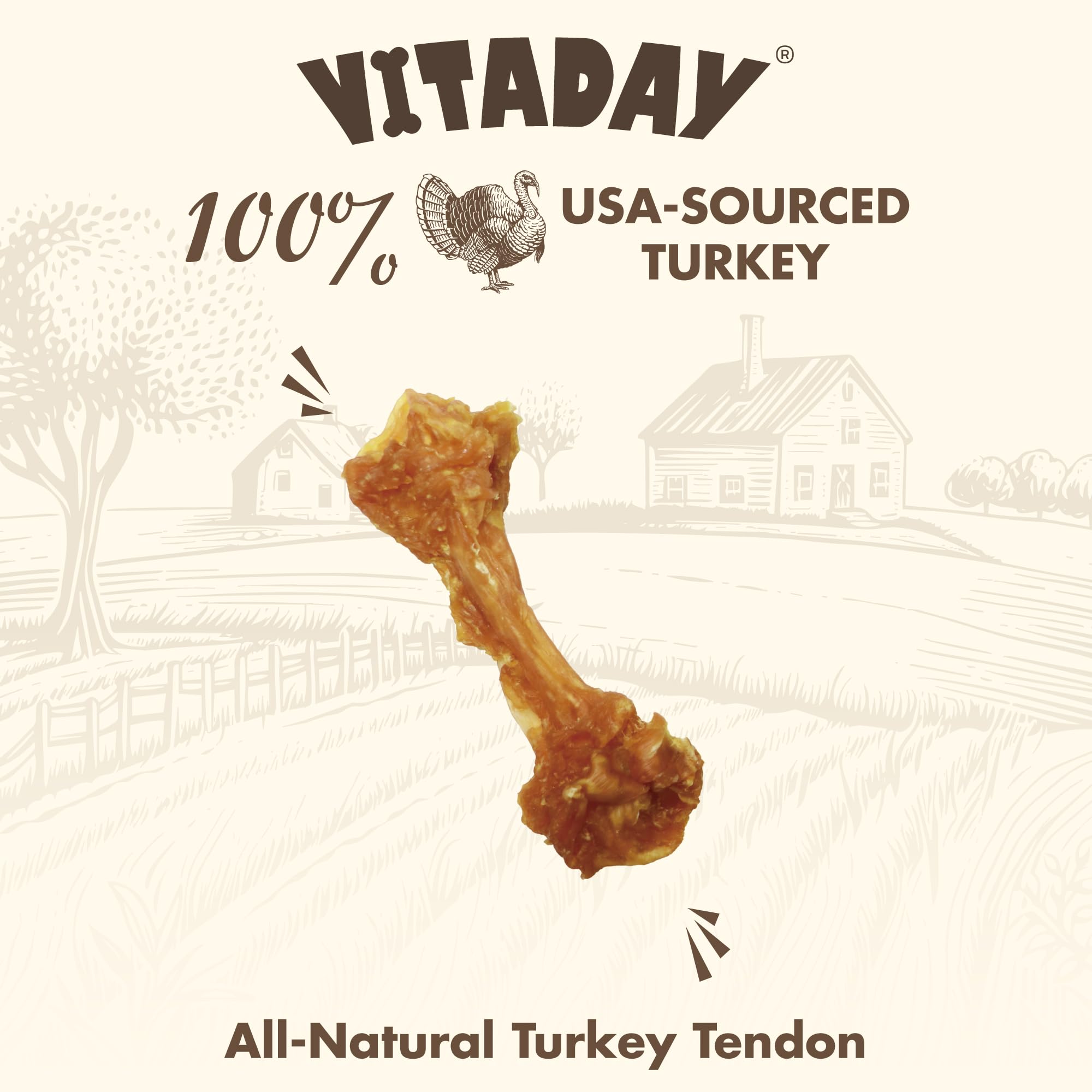 VITADAY Tendones de pavo para perros: trenzados para mayor resistencia y entretenimiento.