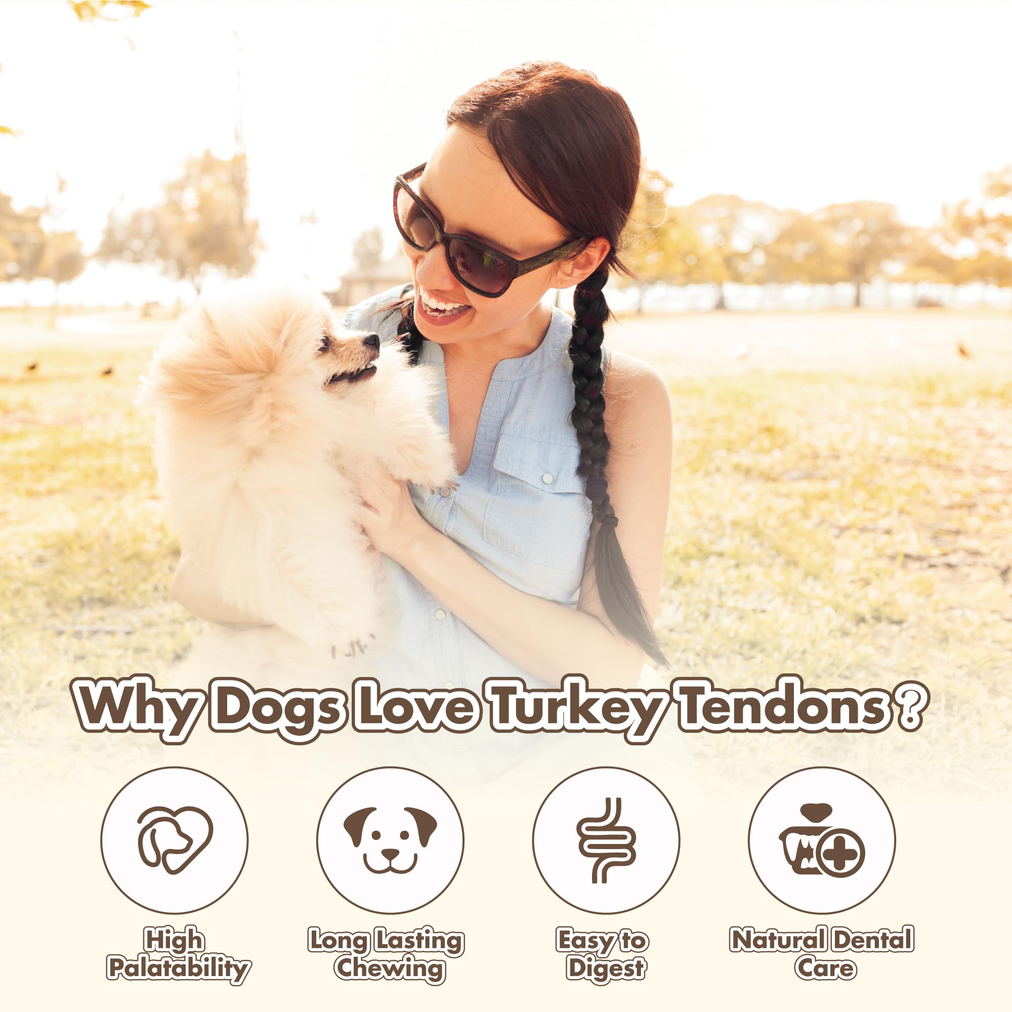 VITADAY Tendones de pavo para perros: sin granos, ideal para estómagos sensibles.